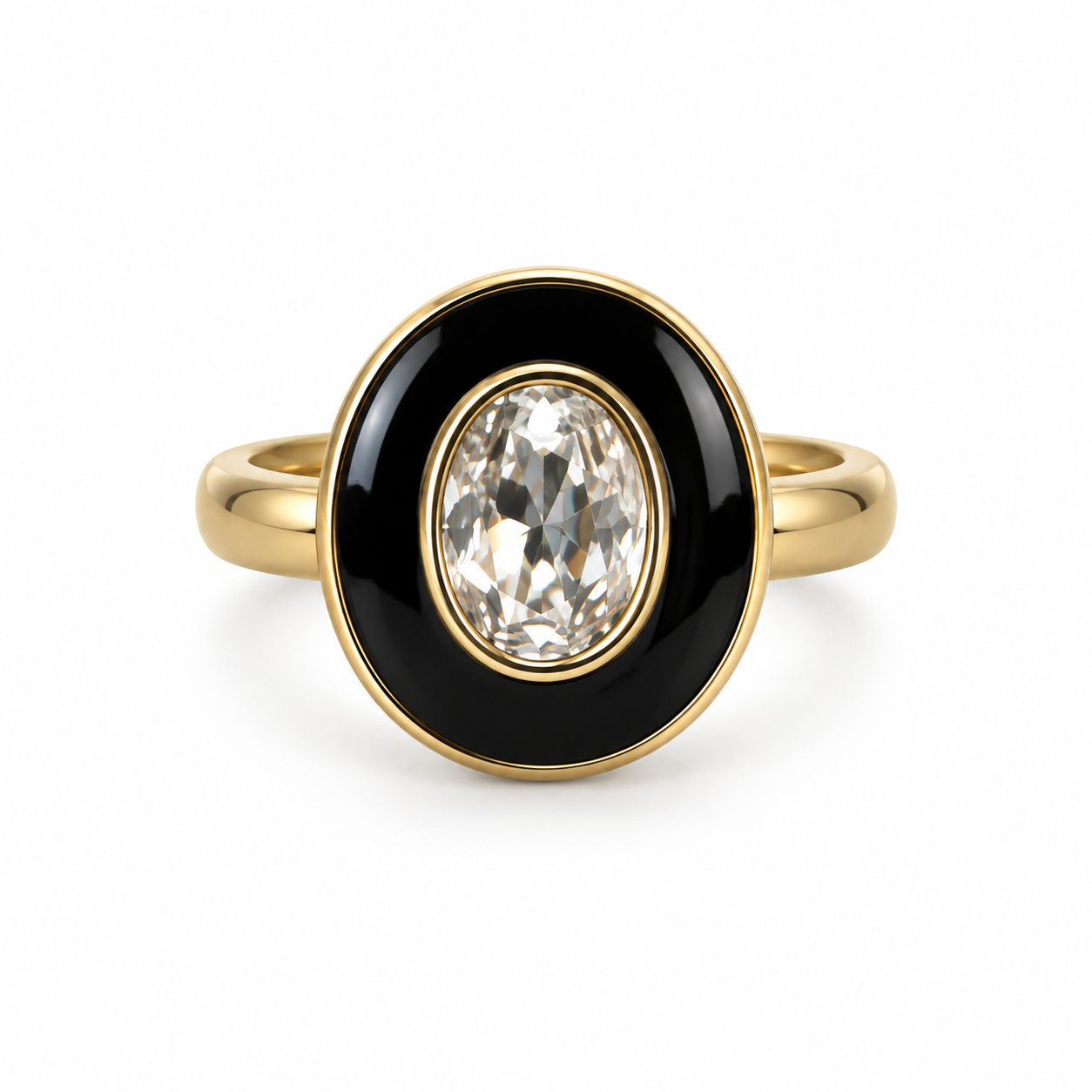 Anillo negro con cristal
