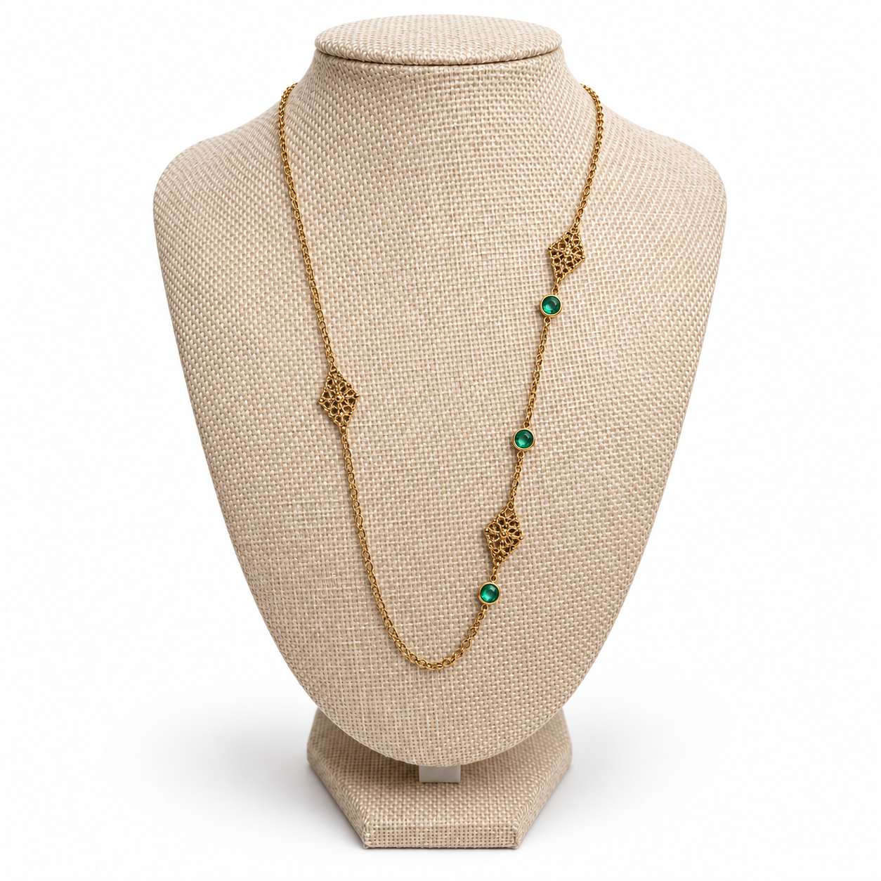 Collar Verde Esmeralda con Filigrana